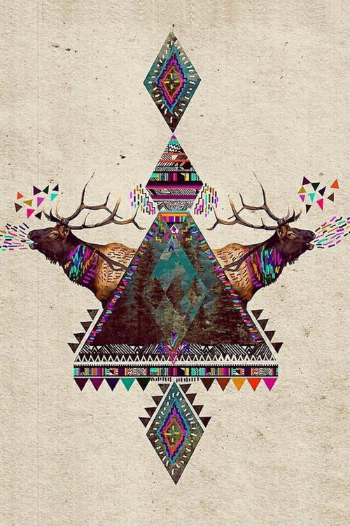 文字壁纸 萌物壁纸 锁屏 皮肤 禁侵 原创 望喜欢 (づ~3~)民族风鹿