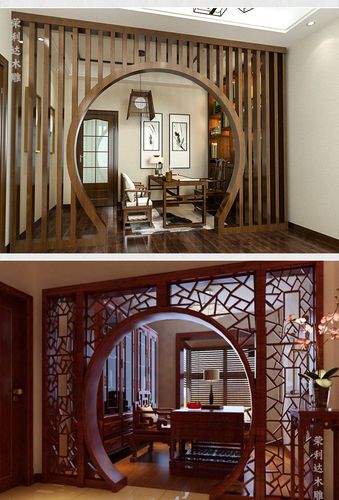 月亮门拱门圆洞门玄关隔断中式屏风仿古落地罩酒楼