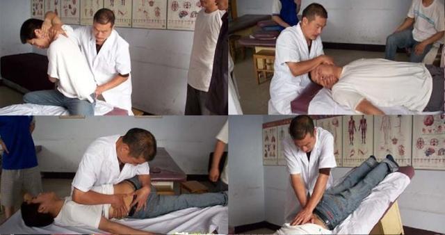 一式用于旋转并后突的腰椎后关节错位,腰椎间盘突出