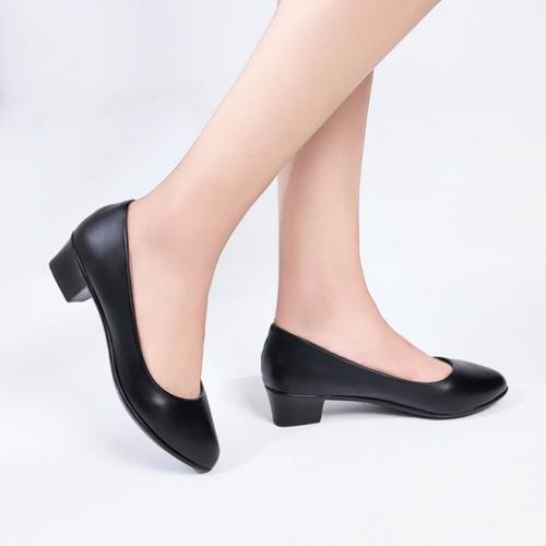酒店服务员夏天工作鞋女工作鞋女黑色低跟平底皮鞋空姐酒店上班鞋