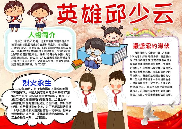 英雄邱少云小报手抄报我心中的英雄邱少云