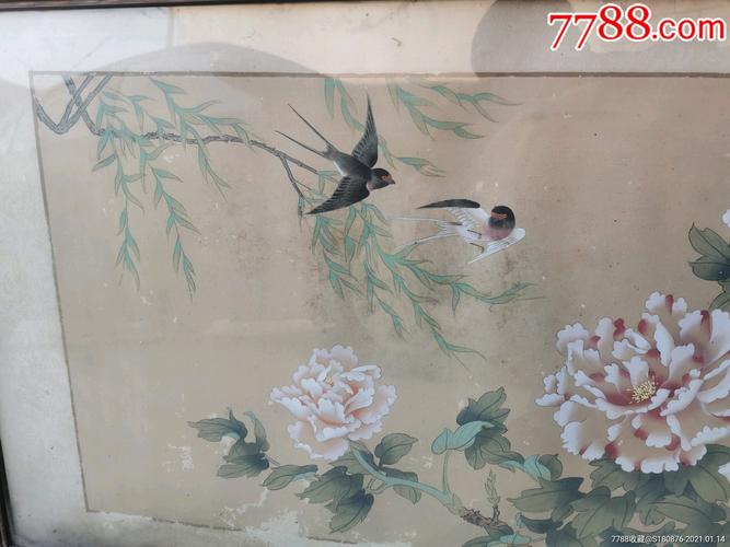 工笔画大师吴竹云燕子迎春图