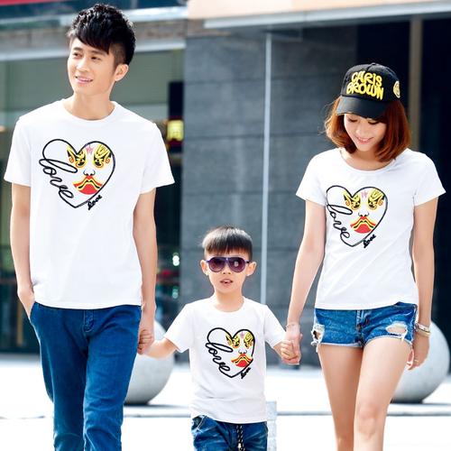 2014温馨幸福亲子装 京剧脸谱亲子短袖t恤 圆领短袖亲子装夏正品