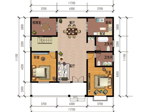11米x12米都市农庄钢架小别墅户型图