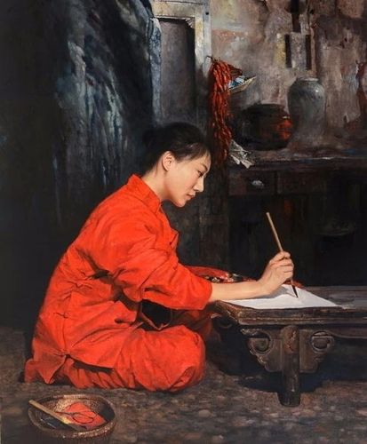 油画里的唯美东方女性