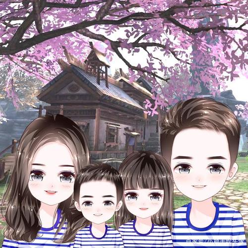 11月再见,用手绘记录幸福,一家四口全家福头像