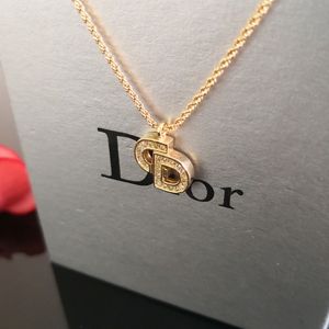 【二手奢侈品】dior 中古金色满钻cd logo项链