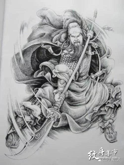 关羽纹身关羽纹身手稿关羽关二爷纹身手稿图案