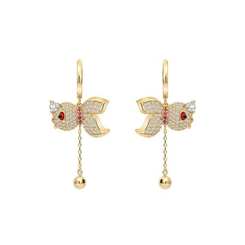 shine萱子饰品设计师款锆石耳环锦鲤耳饰精致创意耳坠