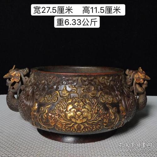 紫铜鎏真 金香炉