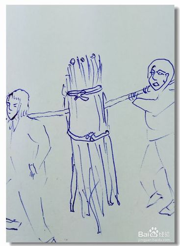 怎样画简笔画"合力抬柴"?