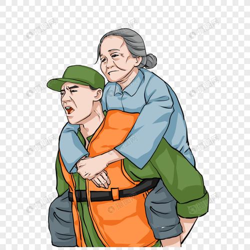 抗洪战士救受灾老人