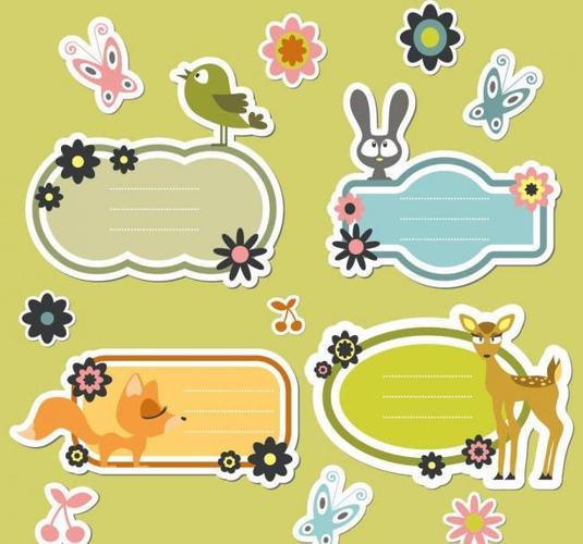 卡通动物边框标签图片(eps,淘宝素材)