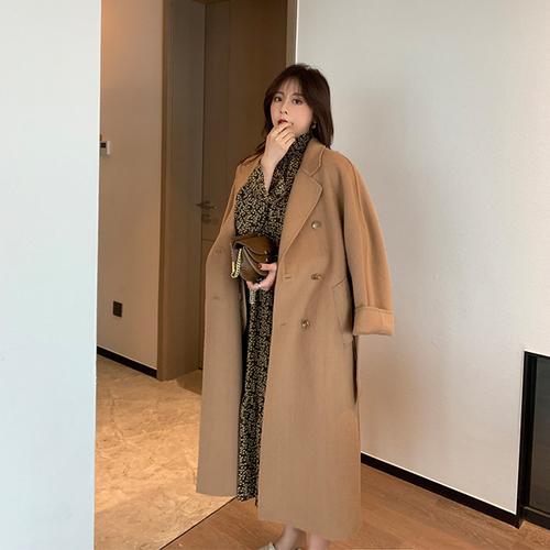 购客简约澳毛双面呢外套 欲望都市 小个子毛呢大衣女中长款 安娜家