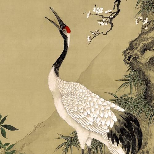 清 沈铨 松梅双鹤图 名人字画 古画复制书房玄关 已装裱立轴挂画_7折