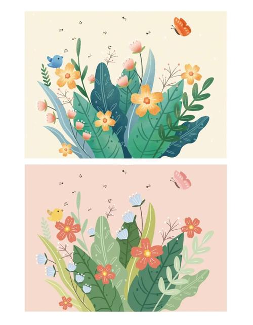 零基础学插画|植物组合插画练习|扁平肌理风_插画_绘画_日记_手绘板_p