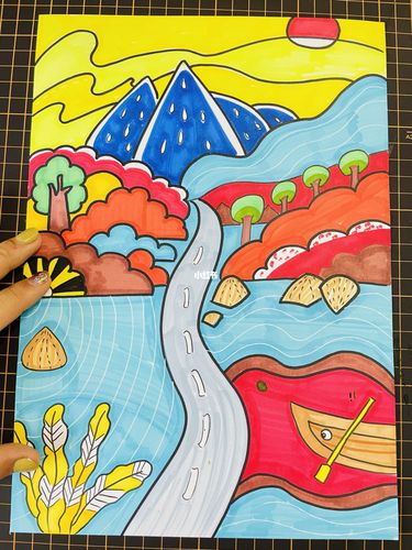 马克笔风景画_风景画_马克笔_儿童画_人文_绘画