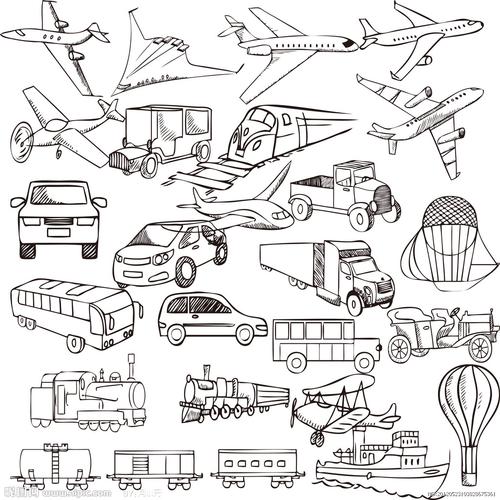 手绘可爱交通工具图片