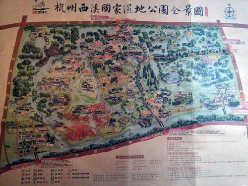 杭州西溪国家湿地公园手绘地图