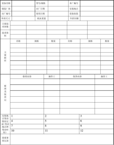 设备履历表