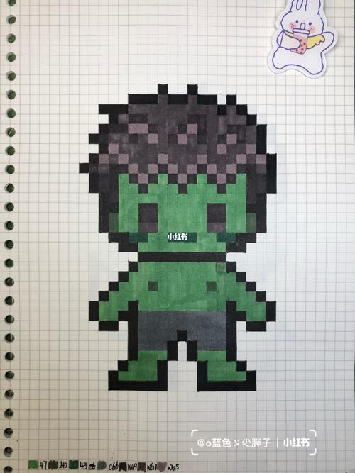 像素画—绿巨人_像素画_临摹_文化_绘画