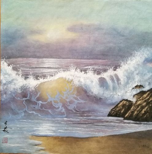 工笔画系列——大海 写美篇我喜欢大海,它给人无限的遐想,我喜欢海浪