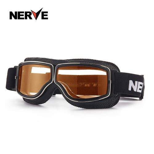 复古摩托车哈雷头盔风镜防风护目镜面罩半盔镜片通用半覆式 nerve