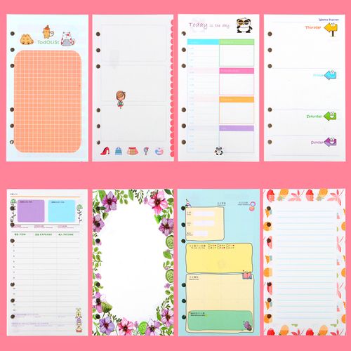 手账本彩色内芯手帐本替换页 可爱活页内页替芯 彩色卡通手帐替芯
