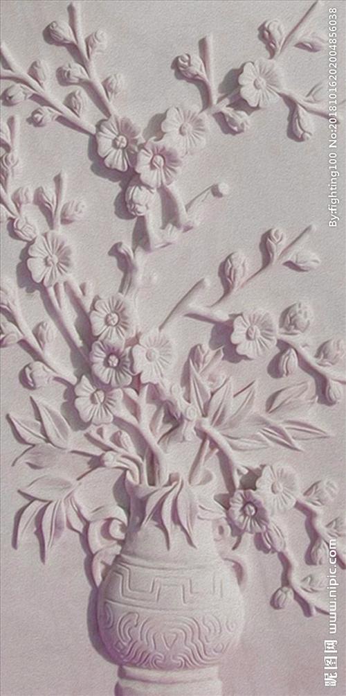 花卉浮雕砂岩装饰画图片