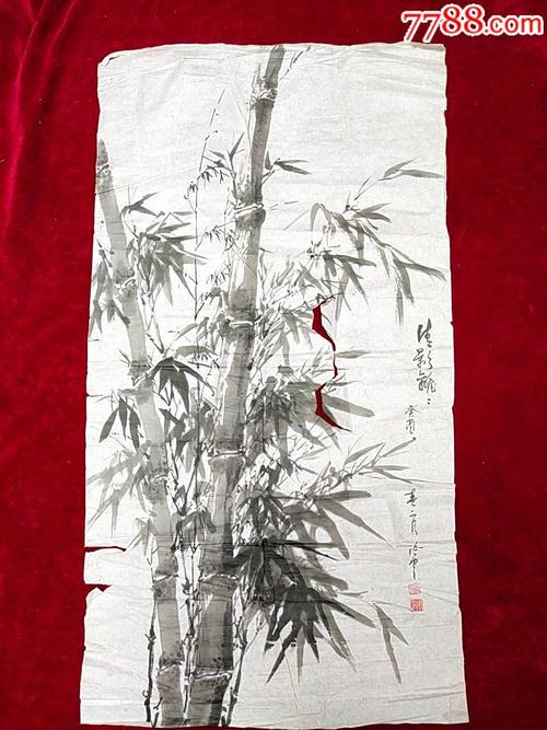 著名画家席洽中竹画原作尺寸85x46厘米