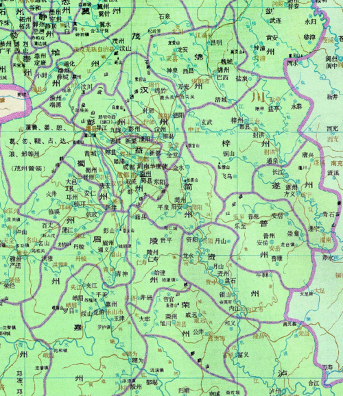 中国唐朝时期剑南道北部历史地图