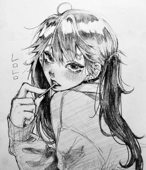 线稿素材画风太好看了大佬日常手绘动漫人物头像速写参考