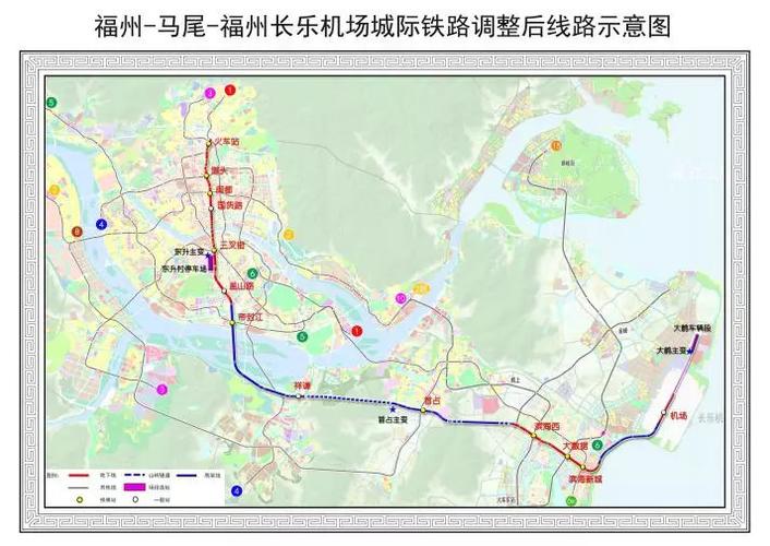 f1线:起终点为福州火车站和机场站,线路全长58km,设站13座,设大鹤山