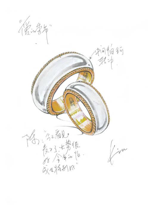 陈建斌夫妇纪念婚戒手绘图
