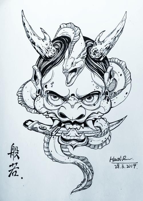 手绘般若 针管笔