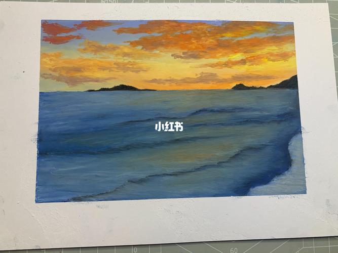暮色大海|附步骤_油画棒_大海_海鸥_教程_海盐_油画棒教程_文化_绘画