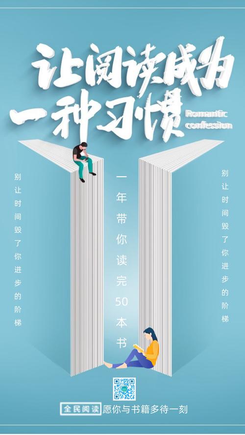 首页 海报 促销活动 蓝色清新简约让读书成为一种习惯大气宣传海报