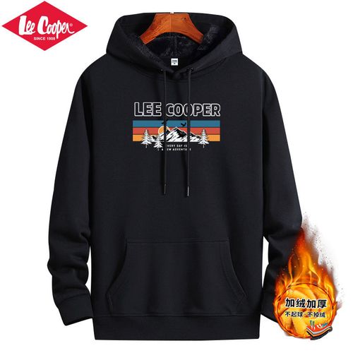lee cooper加绒连帽卫衣男ins加厚秋冬新款青年学生