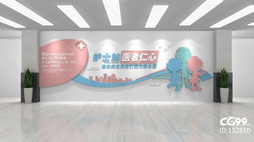 粉色简约飘带医疗护士站文化墙