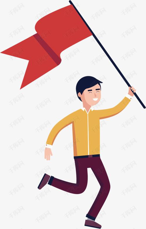 矢量图挥旗子的导游