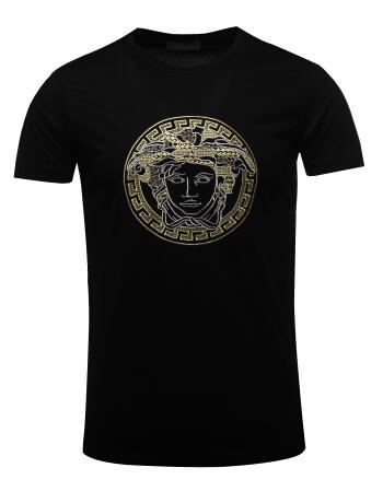 京东直营 瓦萨琪/ 2019新款美杜莎头像刺绣亮片男士修身圆领短袖t恤