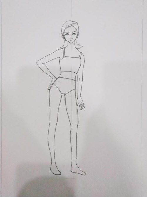 2, 利用马克笔绘制出人物基本的人体色彩及五官色彩 .