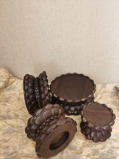 新其他底座圆形供佛木质香炉莲花香莲花木摆佛像木雕