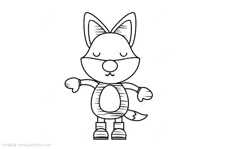 简单的狐狸简笔画动物涂色画简笔画
