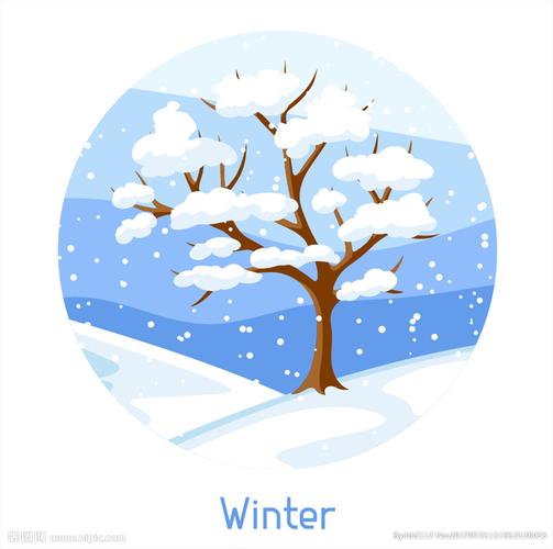 落满白雪的大树冬季风景矢量素材设计图__风景漫画
