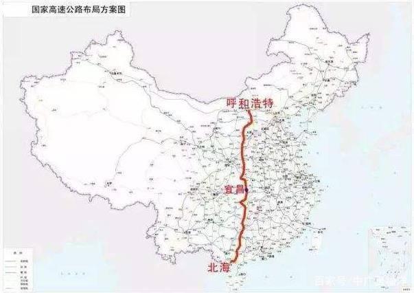 线路编号为g59的呼北高速公路,北起内蒙古自治区呼和浩特市,南至广西