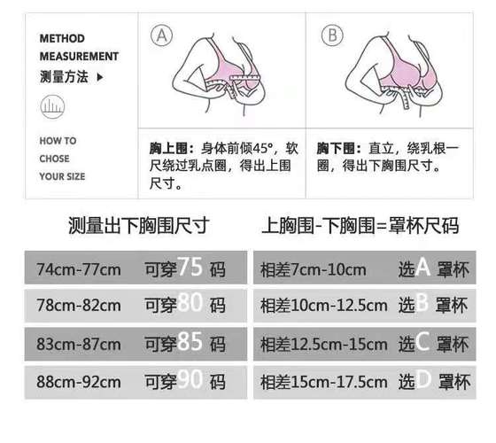l适合下胸围75左右,建议文胸尺寸 b75 c75 d70 a80 2l适合下胸围80
