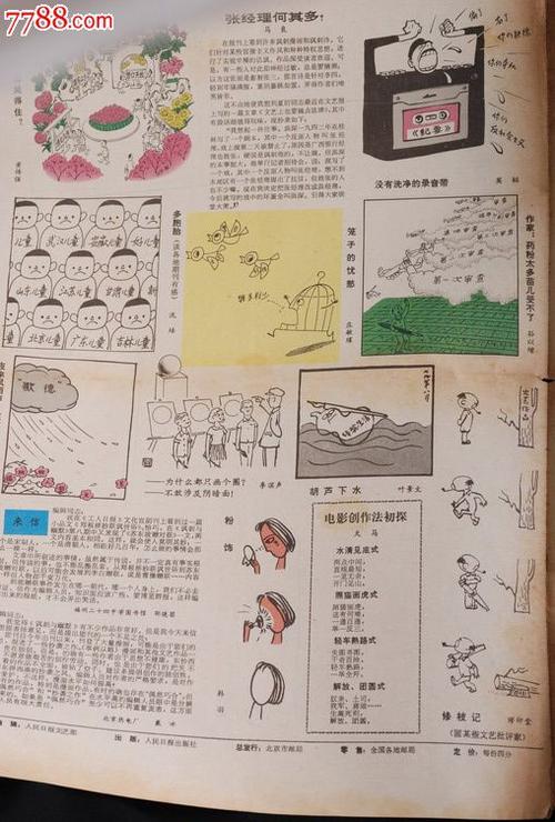 1979年9月20日人民日报增刊-讽刺与幽默原版老报纸整版多副漫画