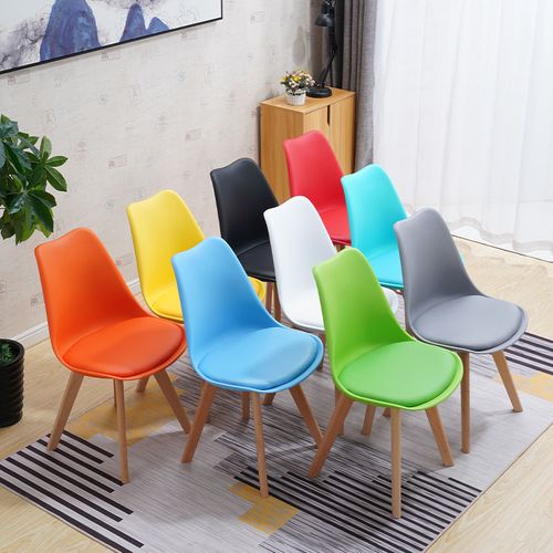 成人靠背红椅现代简约北欧实木伊姆斯塑料椅餐椅电脑