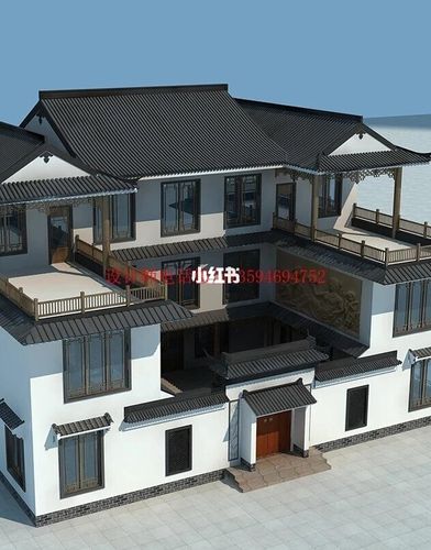 农村三层中式风格四合院开间22.36米 进深1_中式风格